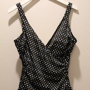 Faux Wrap One-Piece Swimsuit - Sz 18